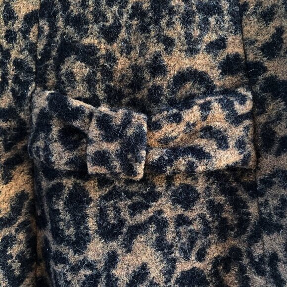 NWT ZARA Jacquard Wool Blend Animal Cheetah Leopard Print Coat Size M - Picture 7 of 8